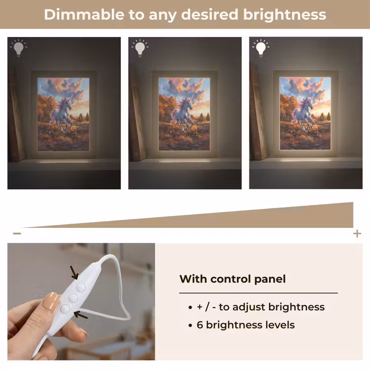Eenhoorn - Sprookjes dier - Natuur - Meisjes Light Box met kabel (Kinderlampje) klein -USP_dimbaarEN