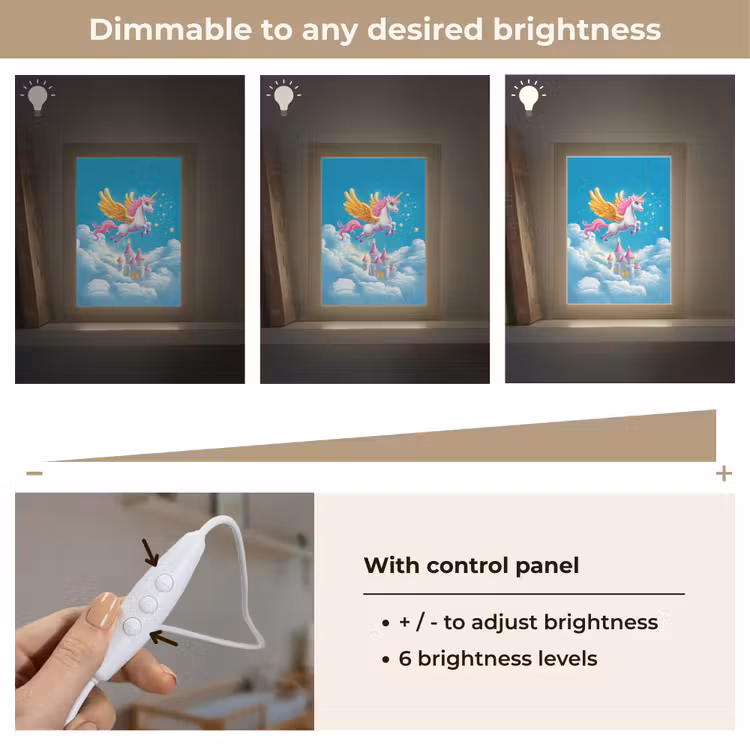 Eenhoorn - Fantasie - Kasteel Light Box met kabel (Kinderlampje) klein -USP_dimbaarEN