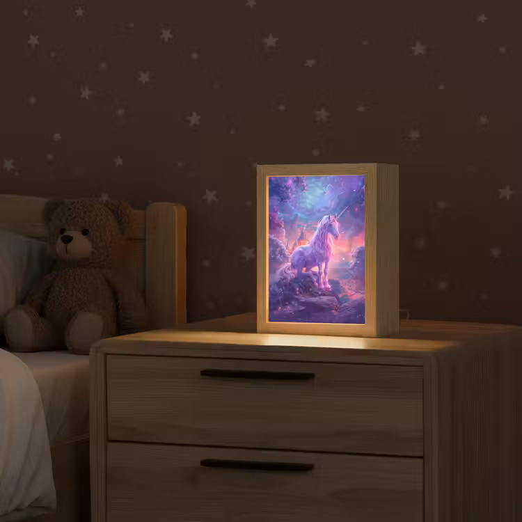 Eenhoorn - Fantasy - Kasteel - Meisje - Paars - Roze Light Box met kabel klein -sfeer1_kind