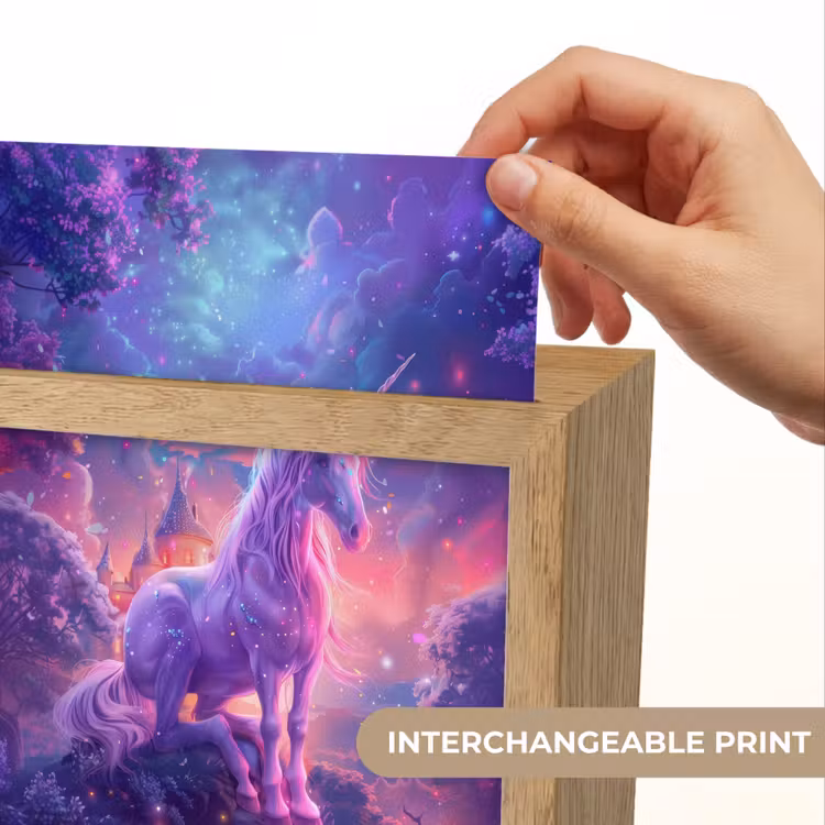 Eenhoorn - Fantasy - Kasteel - Meisje - Paars - Roze Light Box met kabel (Kinderlampje) klein -USP_websiteprintEN
