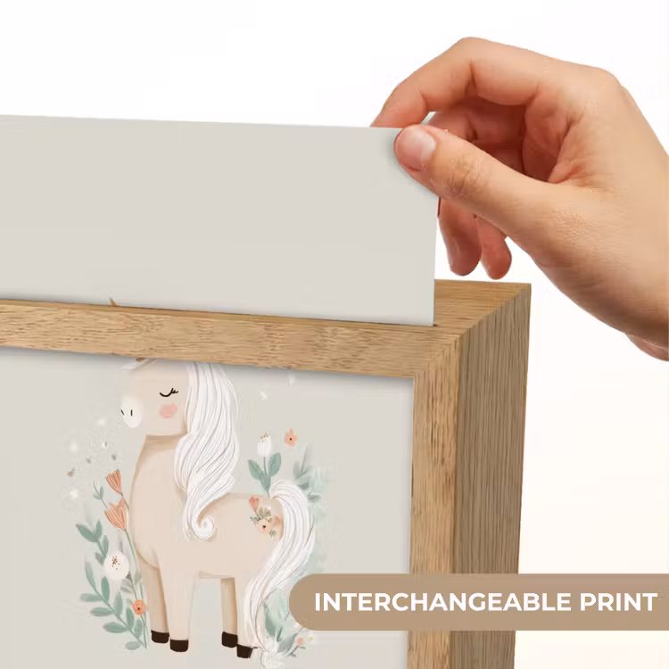 Eenhoorn - Bloemen - Beige Light Box met kabel (Kinderlampje) klein -USP_websiteprintEN
