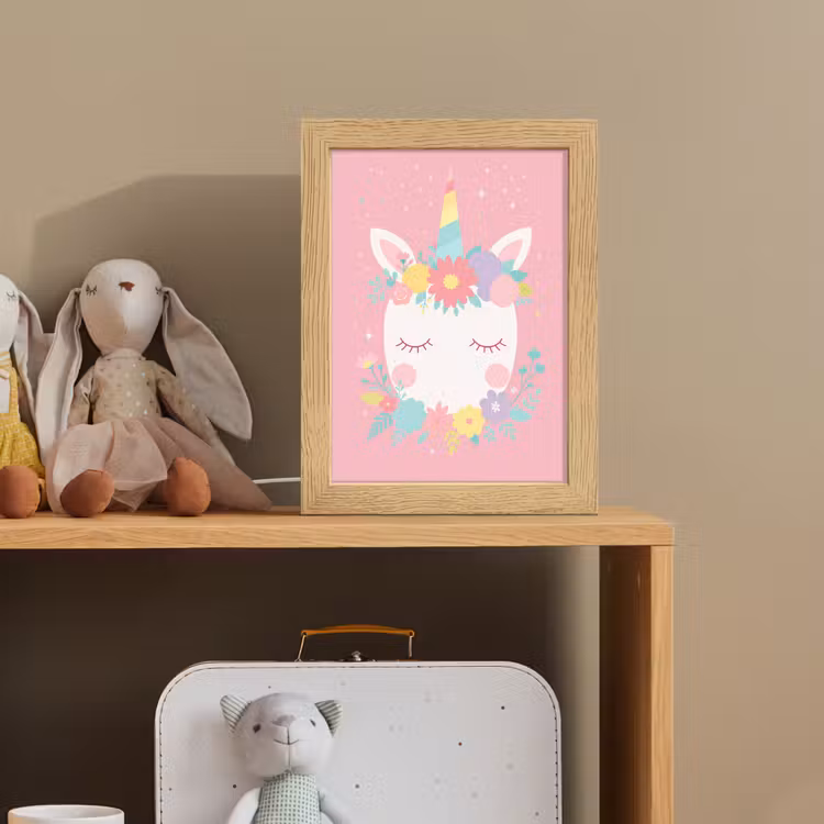 Eenhoorn - Bloemen - Roze Light Box met kabel klein -sfeer2_kind