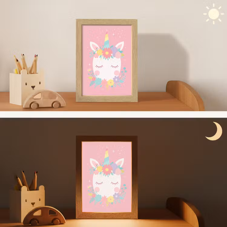 Eenhoorn - Bloemen - Roze Light Box met kabel klein -sfeer3_kind