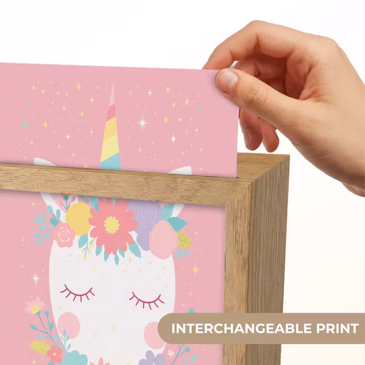 Eenhoorn - Bloemen - Roze Light Box met kabel (Kinderlampje) klein -USP_websiteprintEN