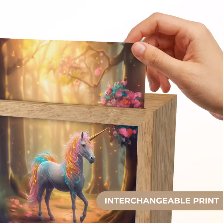 Eenhoorn - Bos - Kleurrijk - Bloemen - Meiden Light Box met kabel (Kinderlampje) klein -USP_websiteprintEN