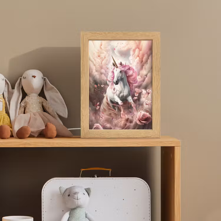 Eenhoorn - Meisje - Roze - Bloemen - Sprookje Light Box met kabel klein -sfeer2_kind