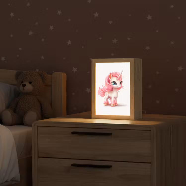 Unicorn - Meisjes - Kinderen - Eenhoorn - Roze Light Box met kabel klein -sfeer1_kind