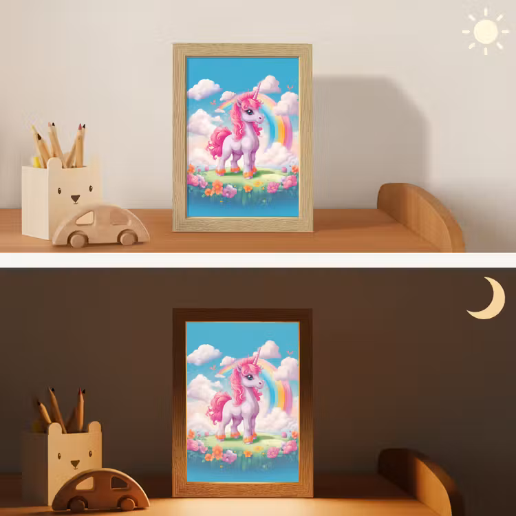 Unicorn - Meisjes - Bloemen - Regenboog - Eenhoorn Light Box met kabel klein -sfeer3_kind