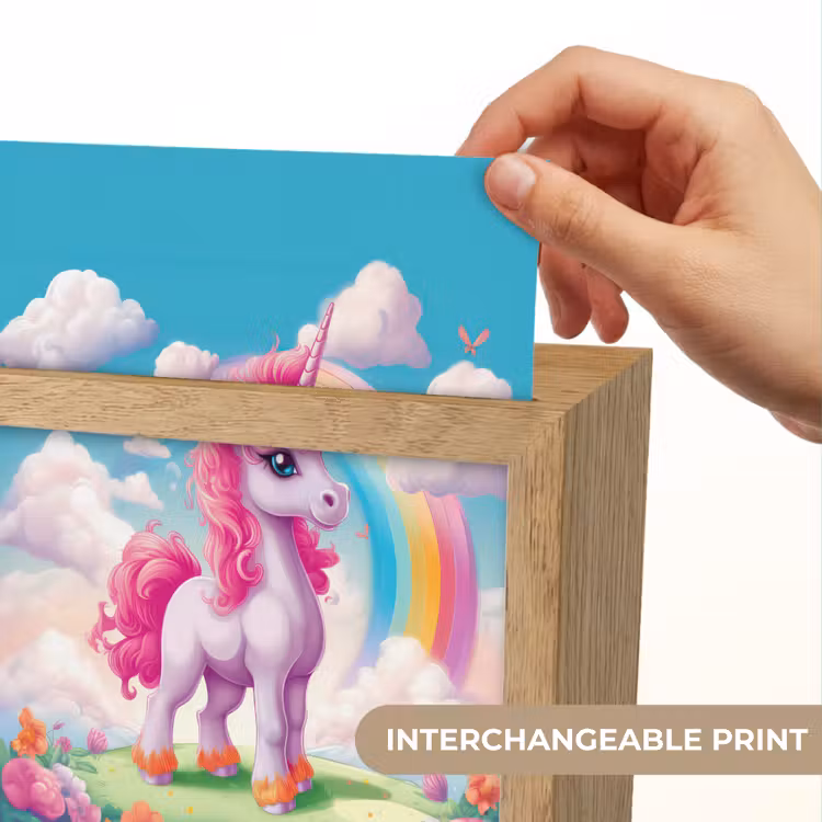 Unicorn - Meisjes - Bloemen - Regenboog - Eenhoorn Light Box met kabel (Kinderlampje) klein -USP_websiteprintEN