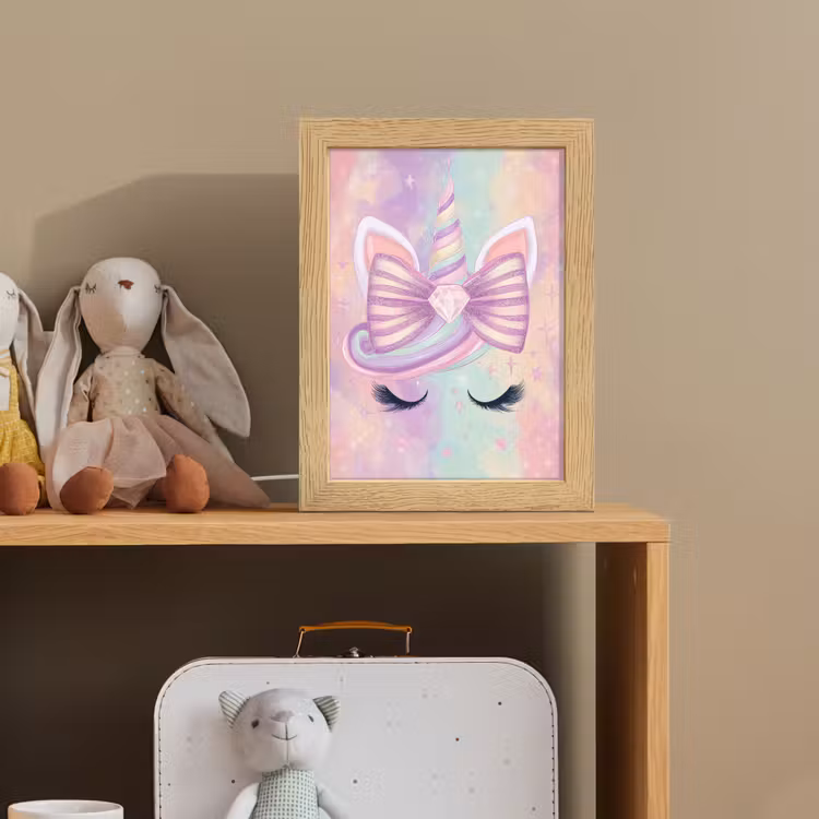 Eenhoorn - Glitters - Regenboog - Pastel Light Box met kabel klein -sfeer2_kind