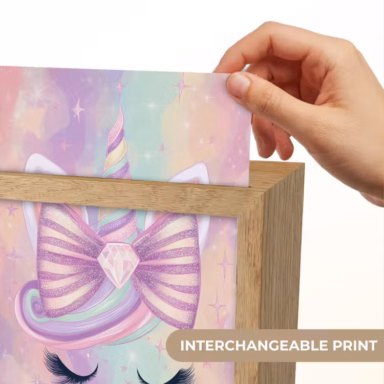 Eenhoorn - Glitters - Regenboog - Pastel Light Box met kabel (Kinderlampje) klein -USP_websiteprintEN
