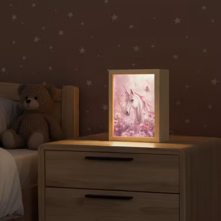 Eenhoorn - Roze - Vlinders - Bloemen Light Box met kabel klein -sfeer1_kind