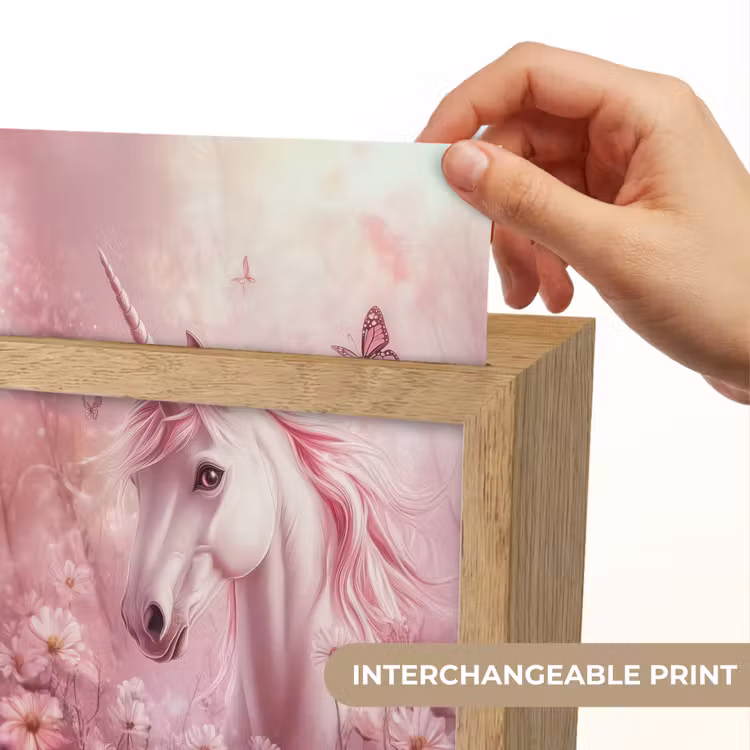 Eenhoorn - Roze - Vlinders - Bloemen Light Box met kabel (Kinderlampje) klein -USP_websiteprintEN