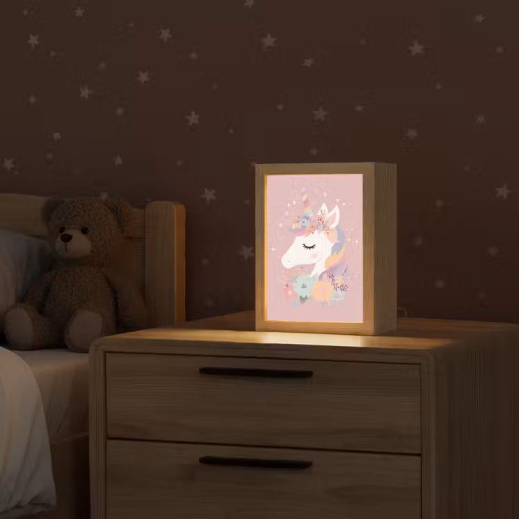 Eenhoorn - Roze - Bloemen Light Box met kabel klein -sfeer1_kind