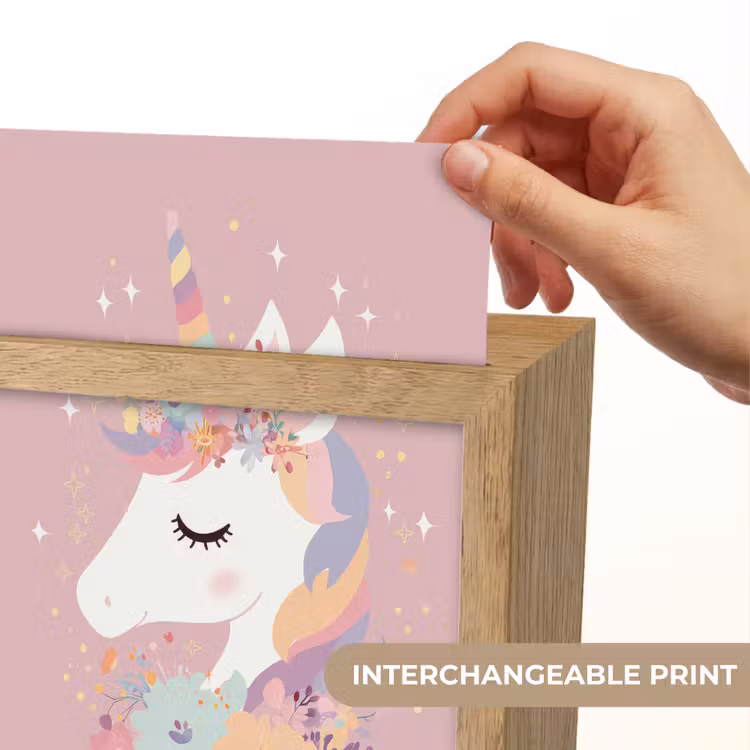 Eenhoorn - Roze - Bloemen Light Box met kabel (Kinderlampje) klein -USP_websiteprintEN