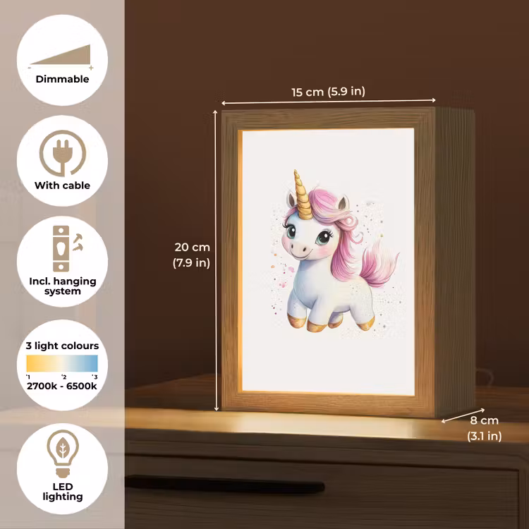 Eenhoorn - Roze - Magie Light Box met kabel (Kinderlampje) klein -USP_EN