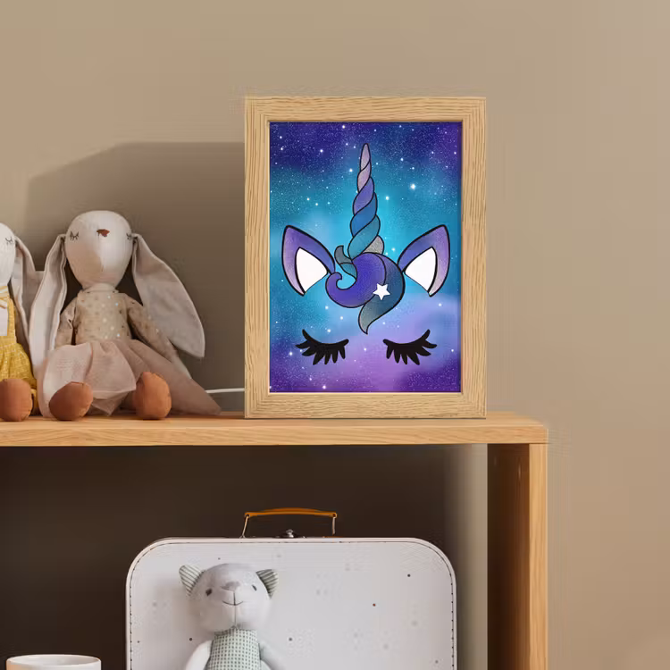 Eenhoorn - Sterrenhemel - Ster - Blauw Light Box met kabel klein -sfeer2_kind