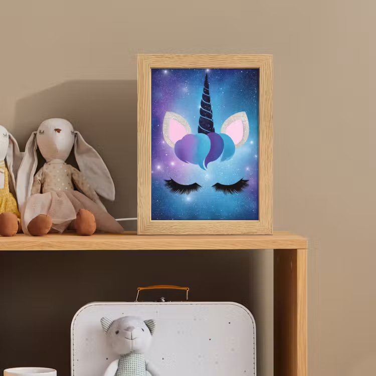 Eenhoorn - Sterren - Blauw Light Box met kabel klein -sfeer2_kind