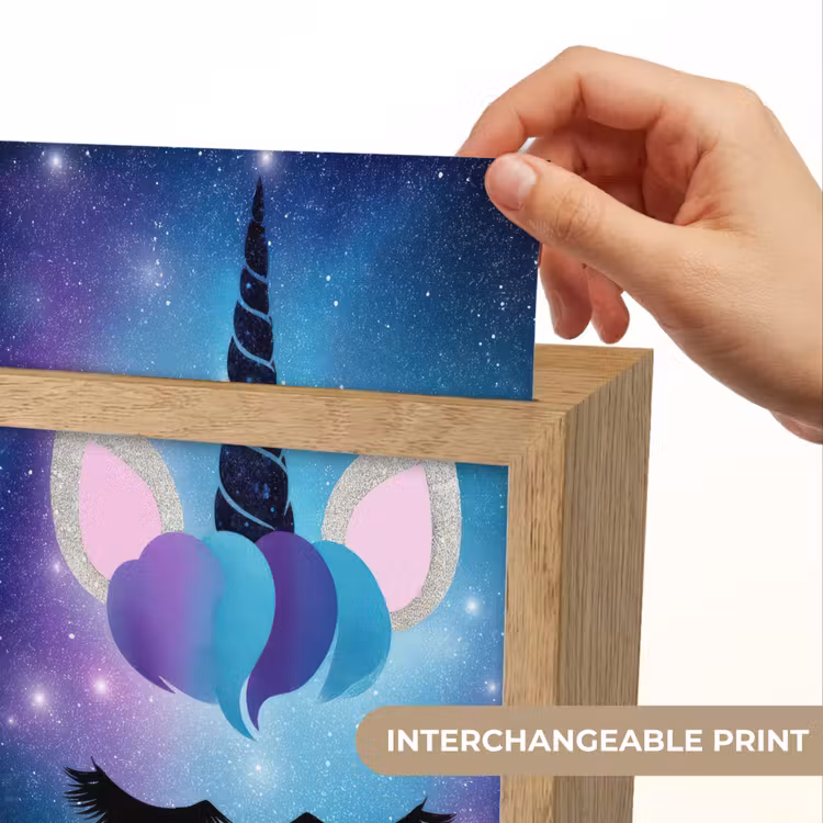 Eenhoorn - Sterren - Blauw Light Box met kabel (Kinderlampje) klein -USP_websiteprintEN