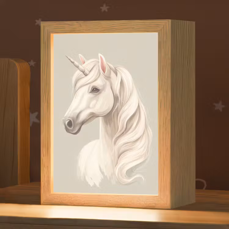 Eenhoorn - Wit - Getekend Light Box met kabel klein -zzz_3d_website