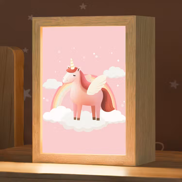 Eenhoorn - Vleugels - Roze - Regenboog Light Box met kabel klein -zzz_3d_website