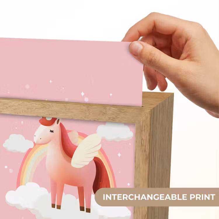 Eenhoorn - Vleugels - Roze - Regenboog Light Box met kabel (Kinderlampje) klein -USP_websiteprintEN