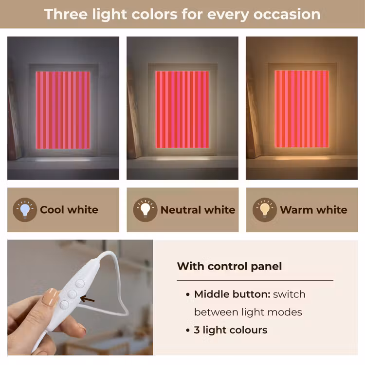 Verticaal - Strepen - Roze Light Box met kabel (Kinderlampje) klein 904 -USP_lichtkleurEN