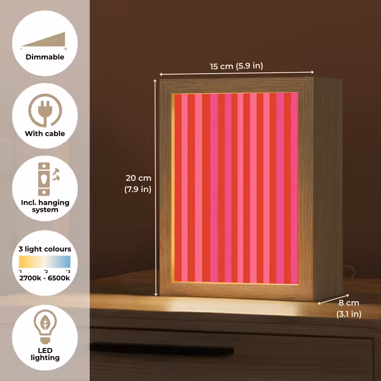 Verticaal - Strepen - Roze Light Box met kabel (Kinderlampje) klein 904 -USP_EN