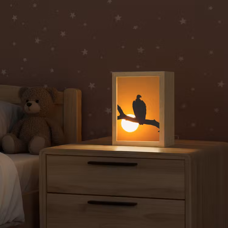 Gier - Tak - Zon - Oranje Light Box met kabel (Kinderlampje) klein -sfeer1_kind