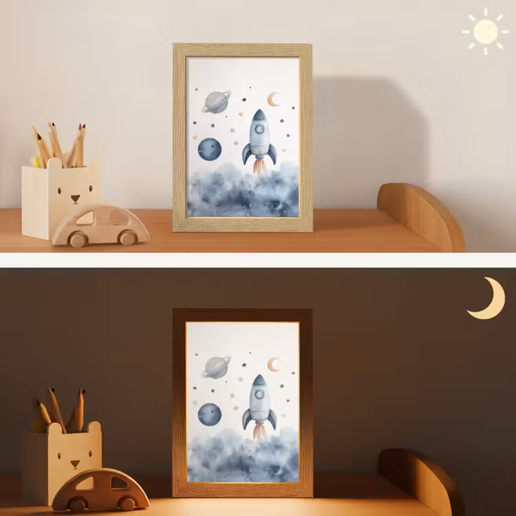 Waterverf - Planeten - Sterren - Raket Light Box met kabel klein -sfeer3_kind