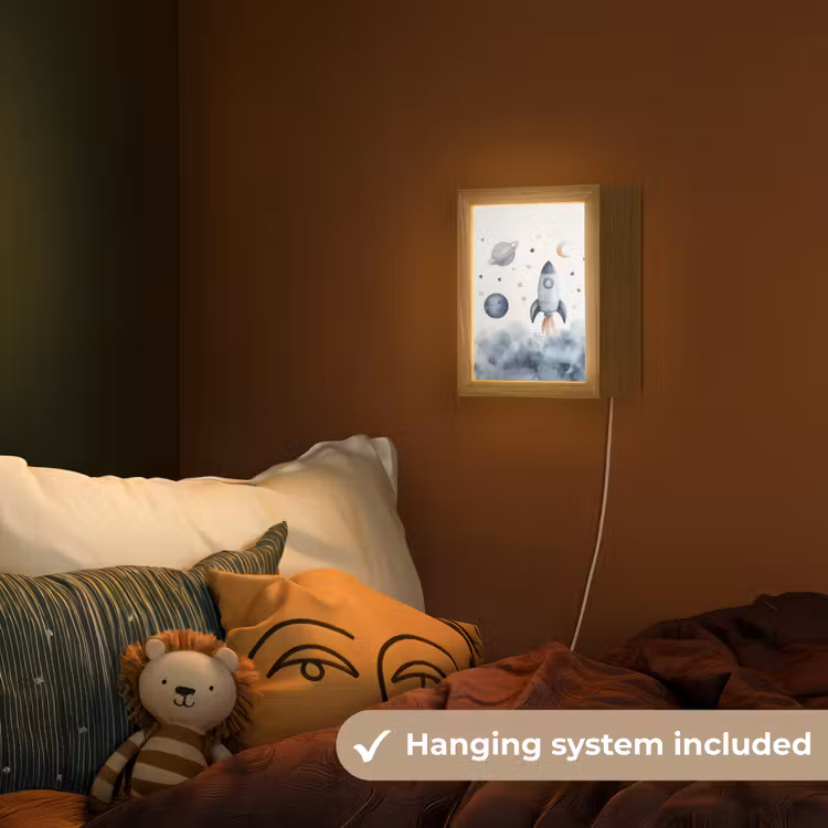 Waterverf - Planeten - Sterren - Raket Light Box met kabel (Kinderlampje) klein -sfeer5_kind_EN