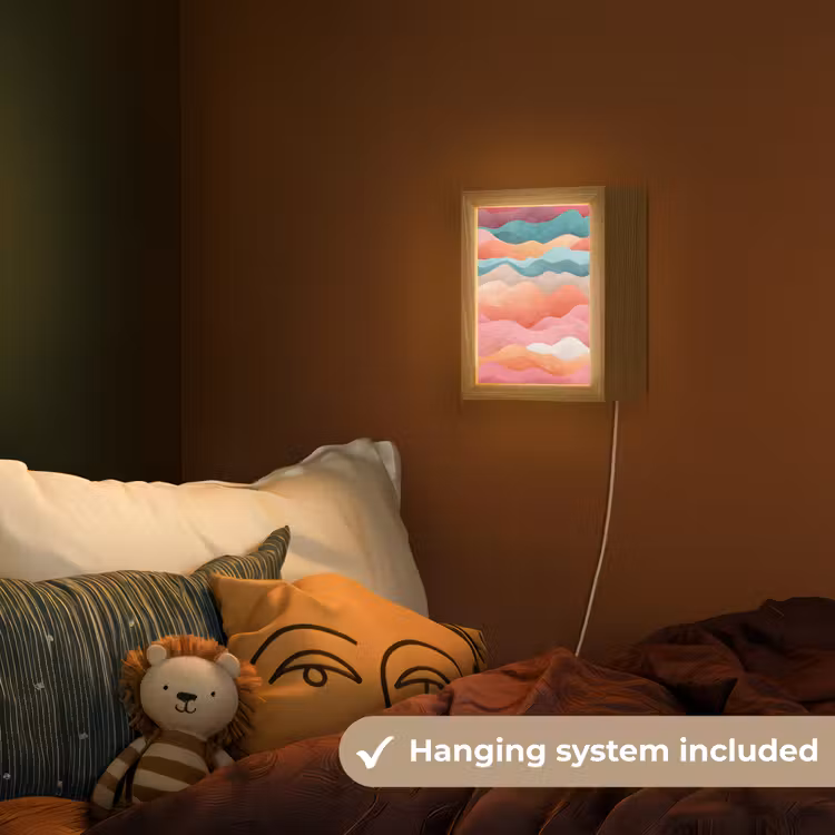 Golven - Kleurrijk - Abstract Light Box met kabel (Kinderlampje) klein -sfeer5_kind_EN