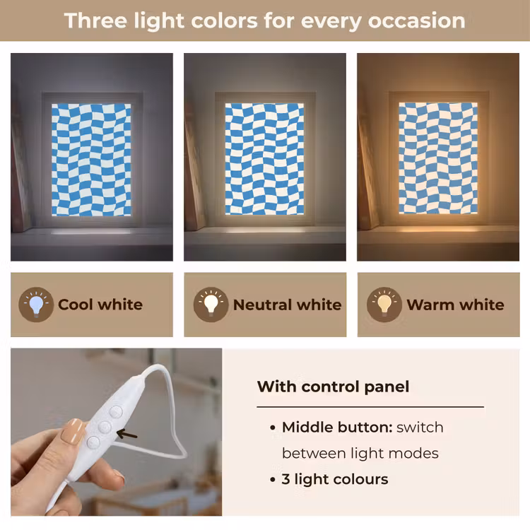 Golvend - Patroon - Blauw Light Box met kabel (Kinderlampje) klein 904 -USP_lichtkleurEN