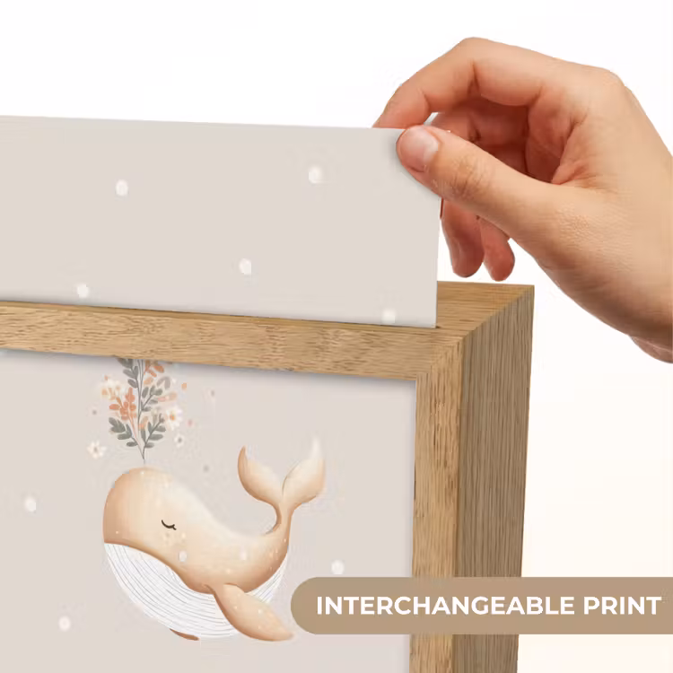 Walvis - Minimalistisch - Bloemen - Stippen Light Box met kabel (Kinderlampje) klein -USP_websiteprintEN
