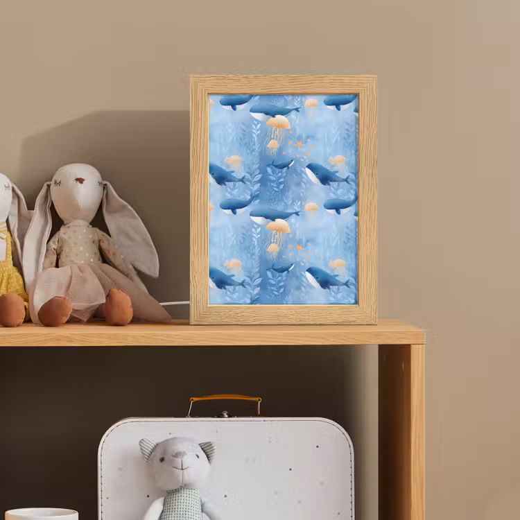 Walvissen - Oceaan - Blauw Light Box met kabel (Kinderlampje) klein 904 -sfeer2_kind