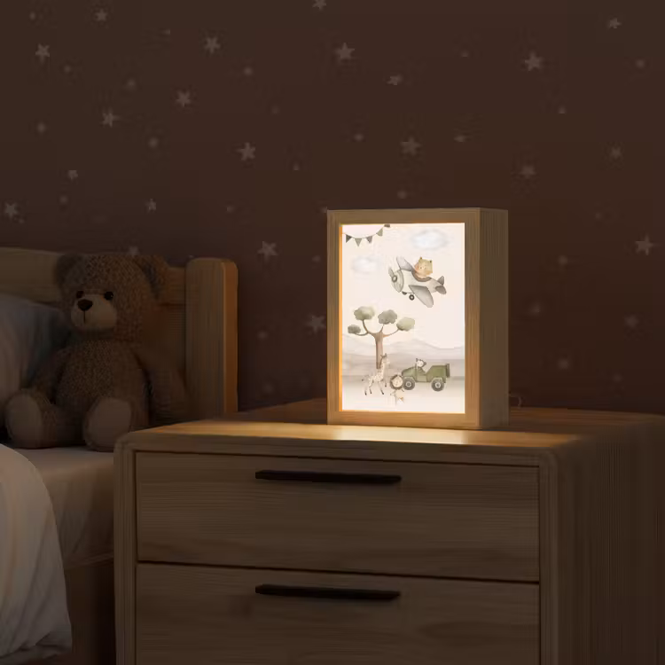Wilde dieren - Safari - Pastel kleuren - Watercolor - Vliegtuig Light Box met kabel klein -sfeer1_kind
