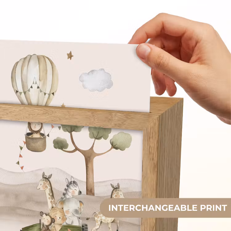 Wilde dieren - Safari - Watercolor - Luchtballon Light Box met kabel (Kinderlampje) klein -USP_websiteprintEN
