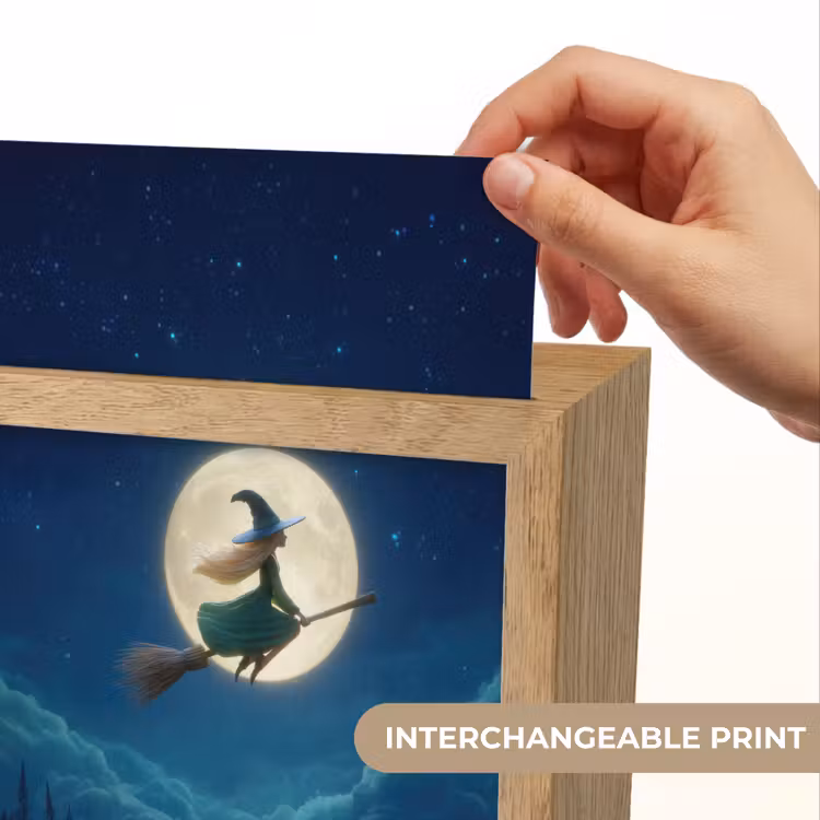 Heks - Volle maan - Sterrenhemel Light Box met kabel (Kinderlampje) klein -USP_websiteprintEN