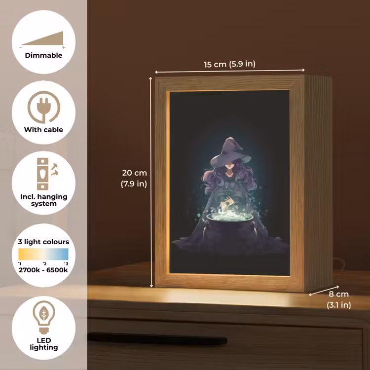 Heks - Magie - Heksenketel - Paars Light Box met kabel (Kinderlampje) klein -USP_EN
