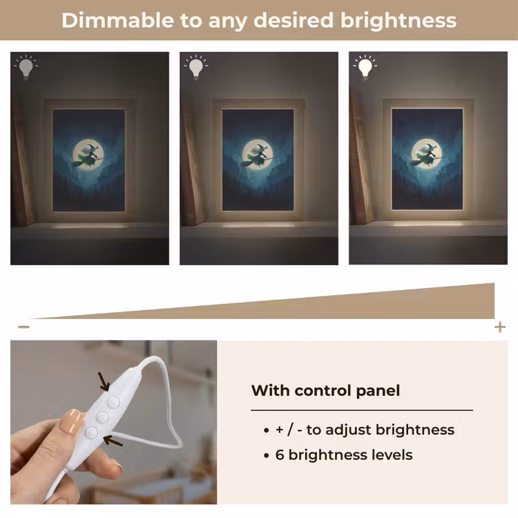 Heks - Maan - Bos - Magisch Light Box met kabel (Kinderlampje) klein -USP_dimbaarEN