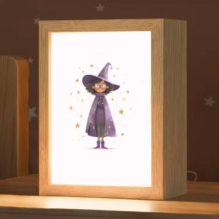 Heks - Paars - Sterren - Heksenhoed Light Box met kabel klein -zzz_3d_website