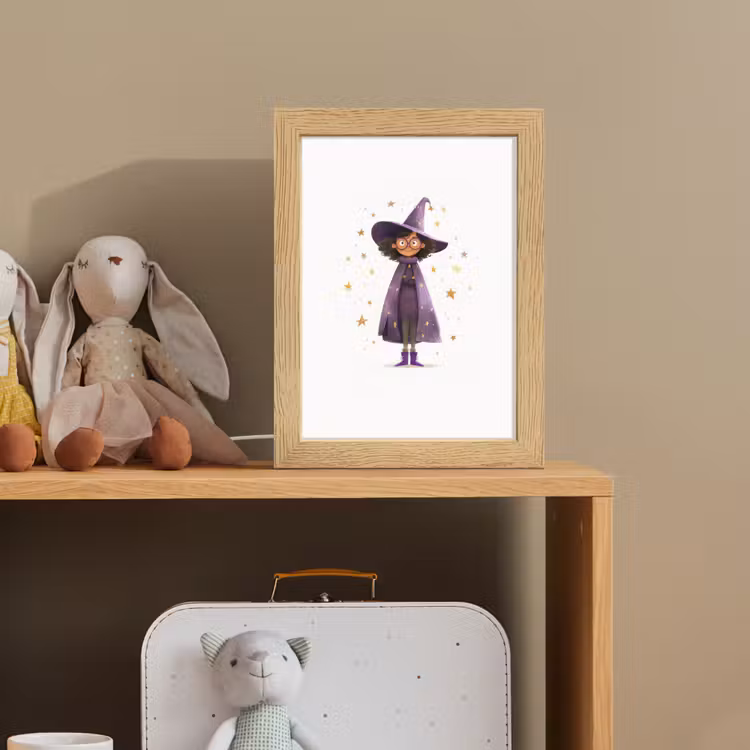 Heks - Paars - Sterren - Heksenhoed Light Box met kabel klein -sfeer2_kind