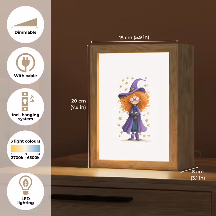 Toverheks - Sterren - Paars Light Box met kabel (Kinderlampje) klein -USP_EN