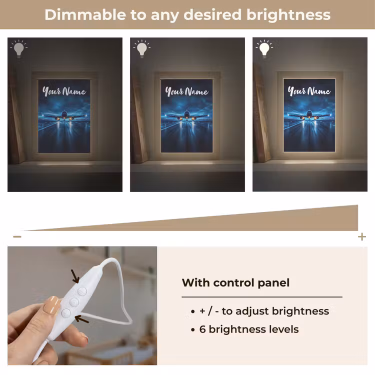 Vliegtuig - Blauw - Futuristisch Light Box met kabel (Kinderlampje) klein -USP_dimbaarEN