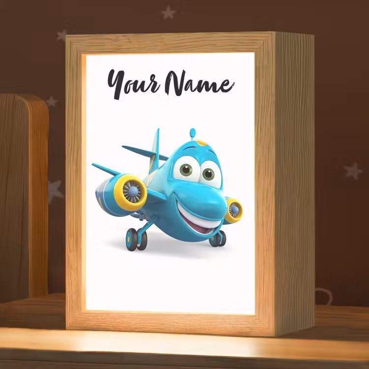 Vliegtuig - Blauw - Kinderen - Jongens Light Box met kabel (Kinderlampje) klein -zzz_3d_website