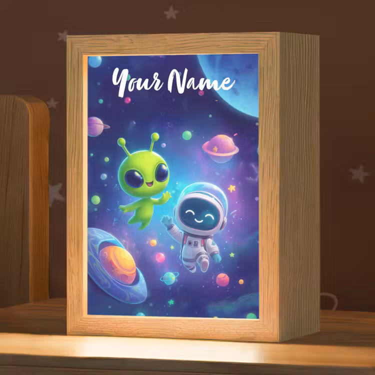 Alien - Astronaut - Ruimte - Planeten Light Box met kabel (Kinderlampje) klein -zzz_3d_website