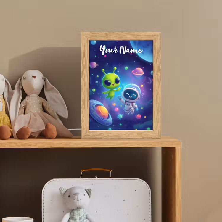 Alien - Astronaut - Ruimte - Planeten Light Box met kabel (Kinderlampje) klein -sfeer2_kind