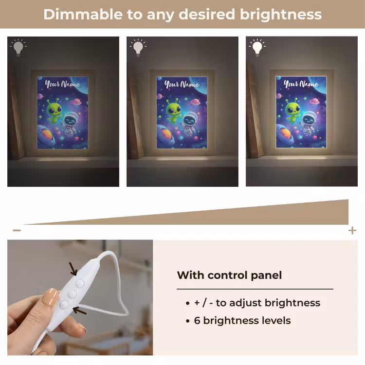 Alien - Astronaut - Ruimte - Planeten Light Box met kabel (Kinderlampje) klein -USP_dimbaarEN