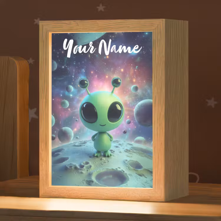 Alien - Groen - Planeten - Ruimte Light Box met kabel (Kinderlampje) klein -zzz_3d_website