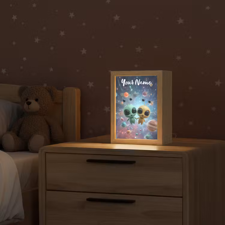 Aliens - Ruimte - Planeten Light Box met kabel (Kinderlampje) klein -sfeer1_kind